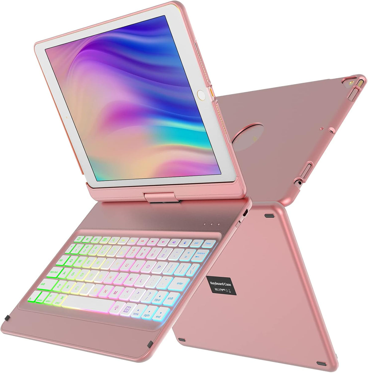 10 Color Backlit 360 Rotatable Keyboard Case N702