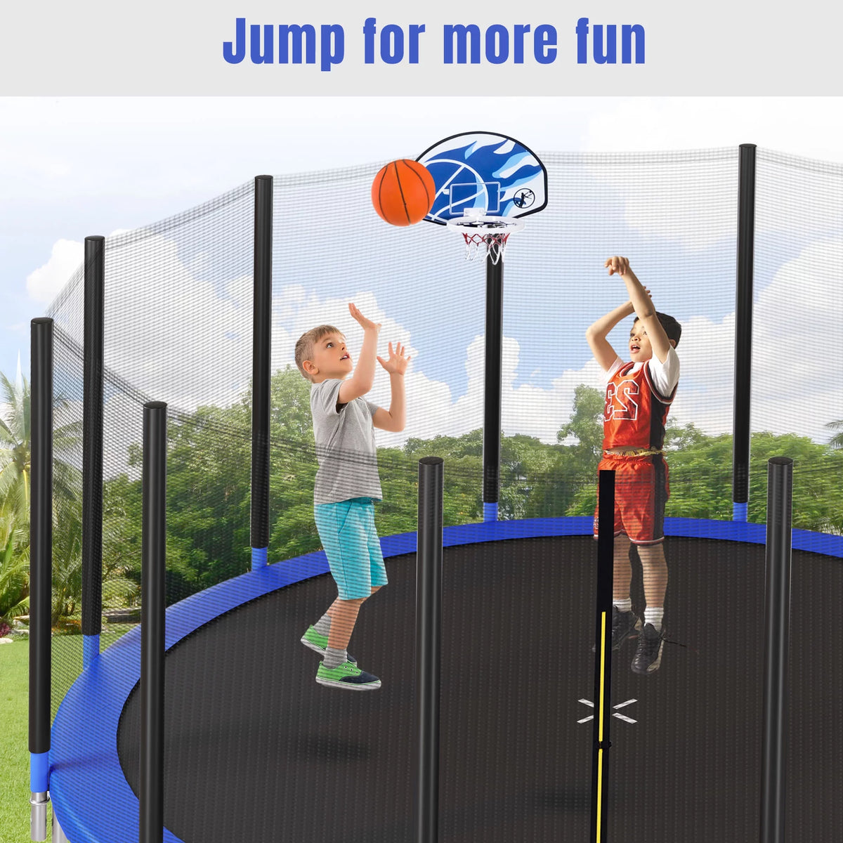 16FT Trampoline with Enclosure, Ladder, Basketball Hoop H95124