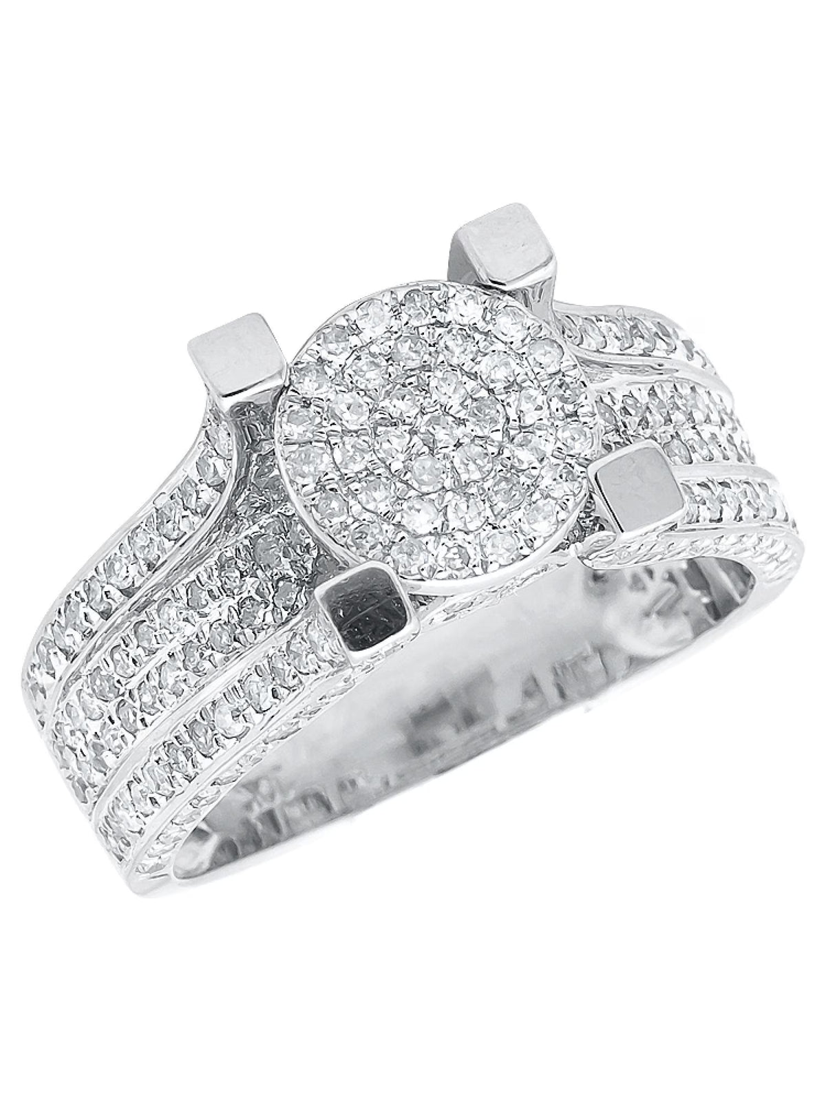 10k White Gold Ladies Round Cluster Diamond Ring B2808
