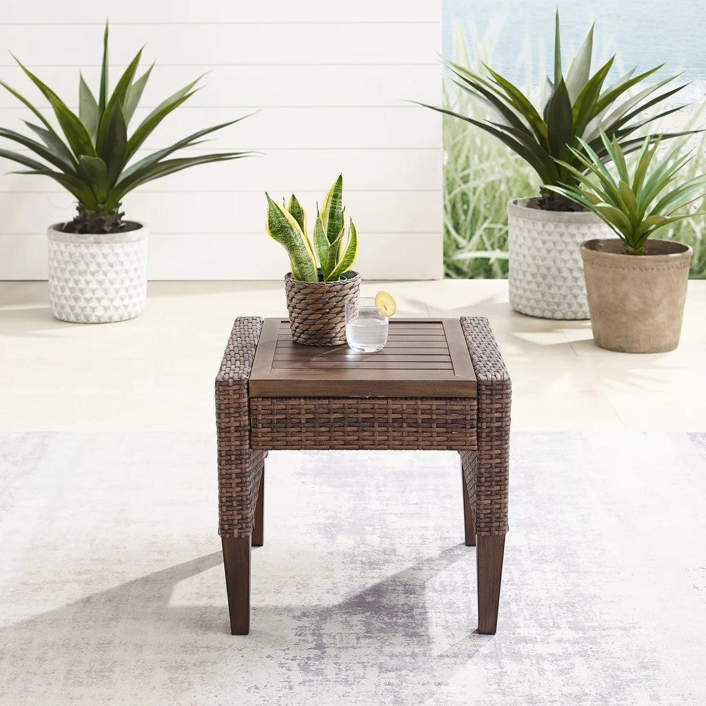 Brown Wicker Side Table N317