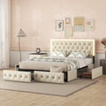 Queen Upholstered Bed Frame with 4 Storage Drawers O2974