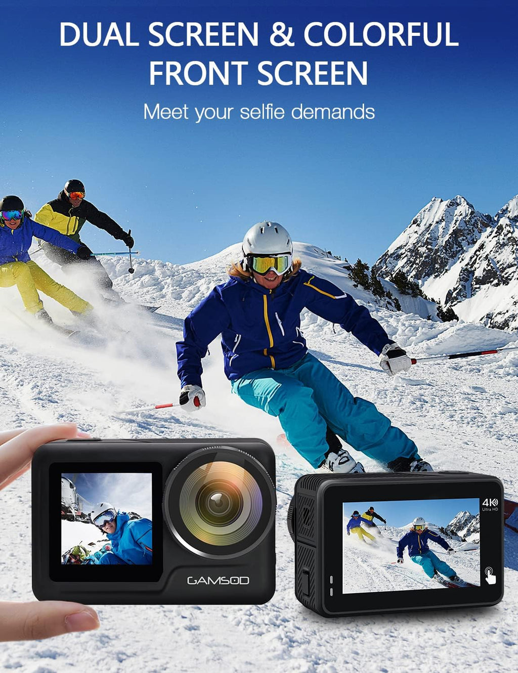 4K 60FPS Waterproof Action Camera with Stabilization, WiFi, Dual Screen, 2 Batteries N5616
