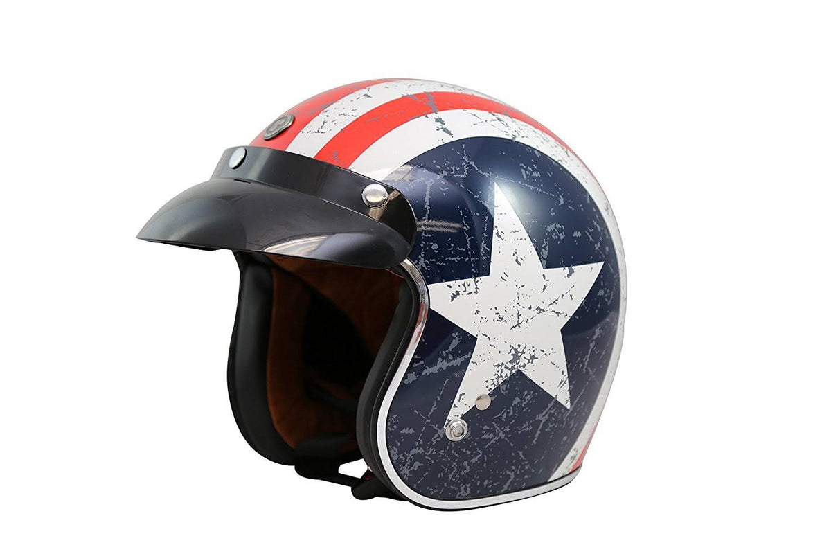 3/4 Helmet with Rebel Star Graphic (White, Medium) Y83398
