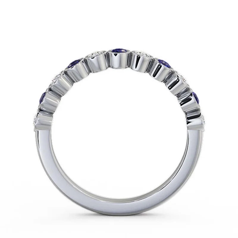 14K White Gold Blue Sapphire Eternity Band Y33517
