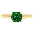 Green Simulated Emerald 18k Yellow Gold Solitaire Ring A4277