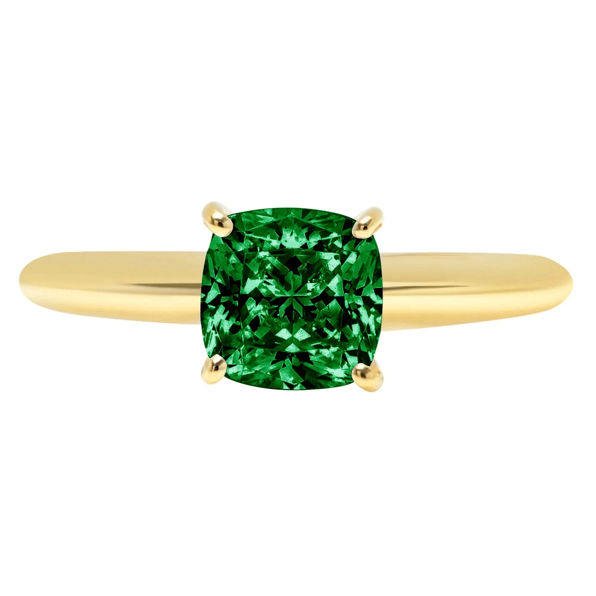 Green Simulated Emerald 18k Yellow Gold Solitaire Ring A4277