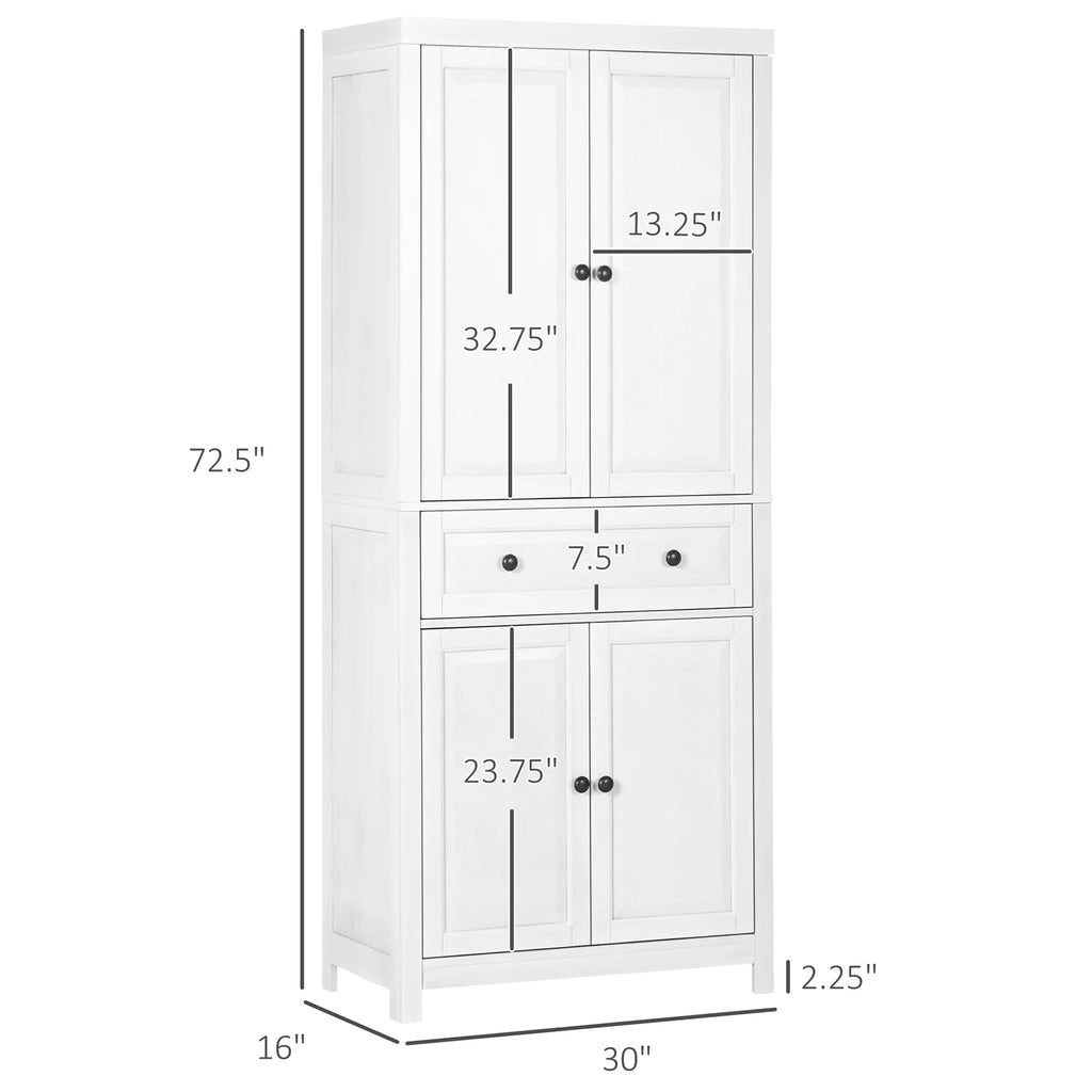 White Pinewood Kitchen Pantry Storage Cabinet T384136