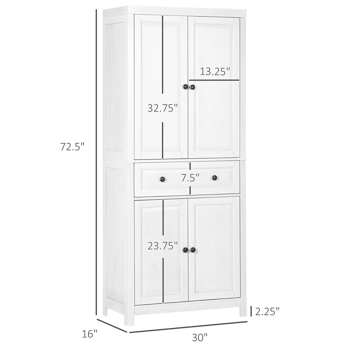 White Pinewood Kitchen Pantry Storage Cabinet T384136