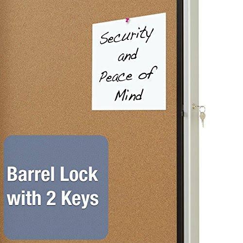 Enclosed Cork Bulletin Board with Swing Door, 30 x 27, Silver Aluminum Frame O406