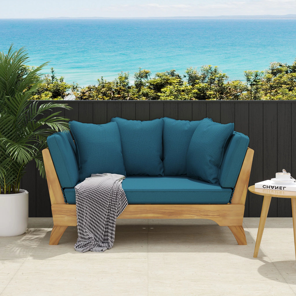 Acacia Wood Outdoor Expandable Daybed with Cushions F153058