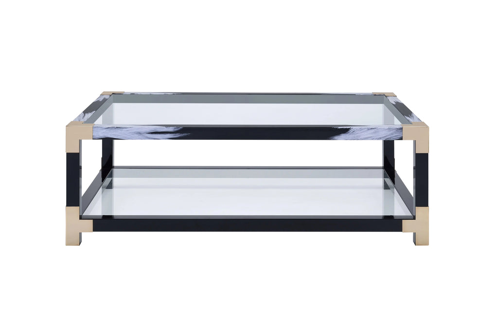 White Brushed Clear Glass Coffee Table P29165