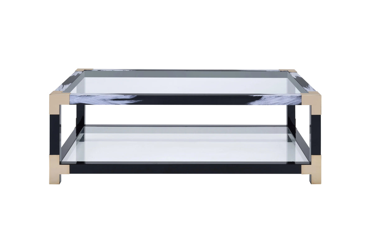 White Brushed Clear Glass Coffee Table P29165