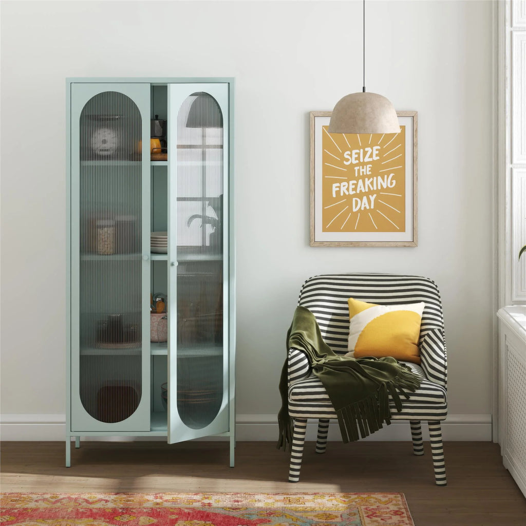 2-Door Accent Cabinet with Fluted Glass O58164