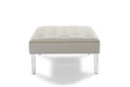 White PU Button Tufted Square Ottoman H1307