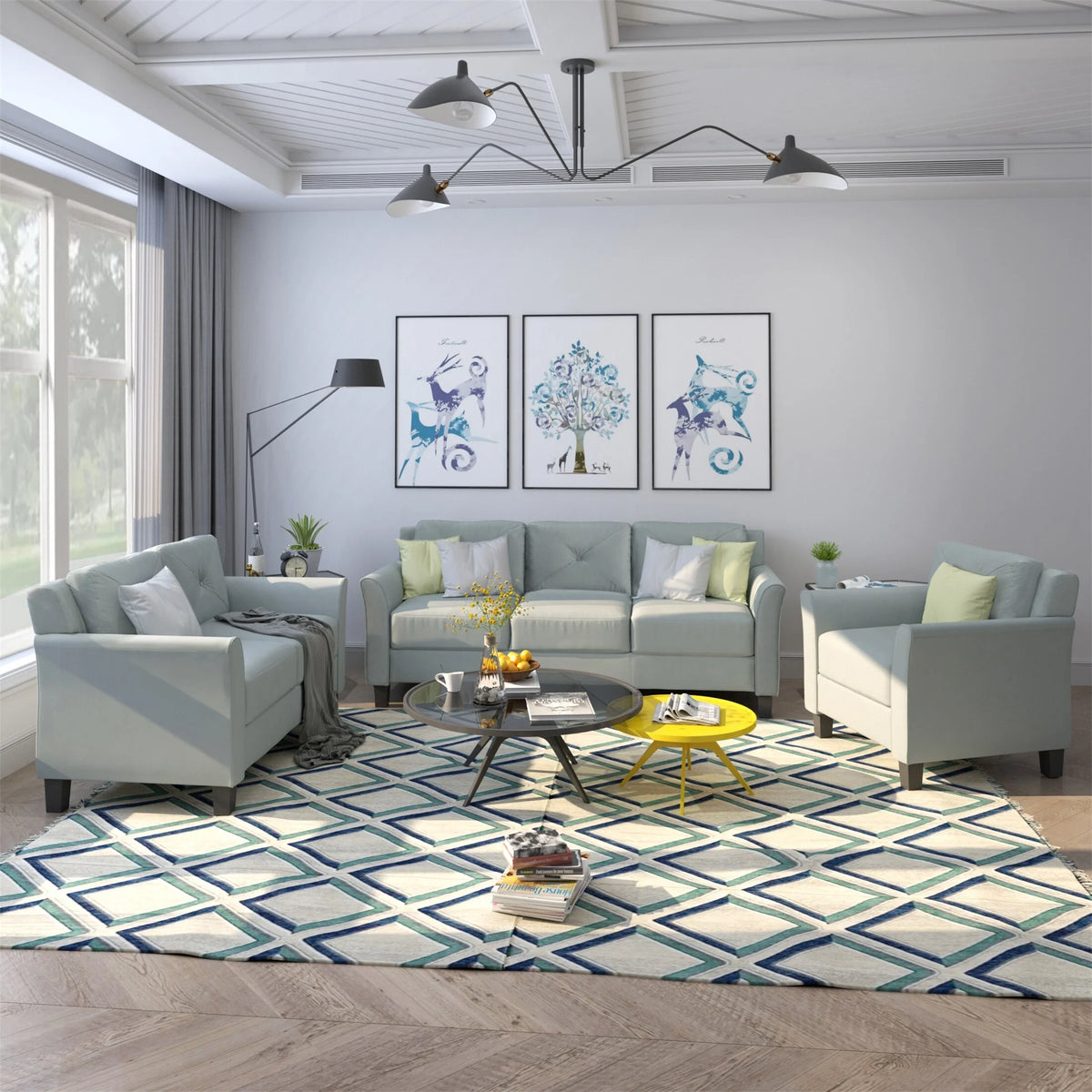 Gray Button Tufted Sofa Set (Set of 3) E81962