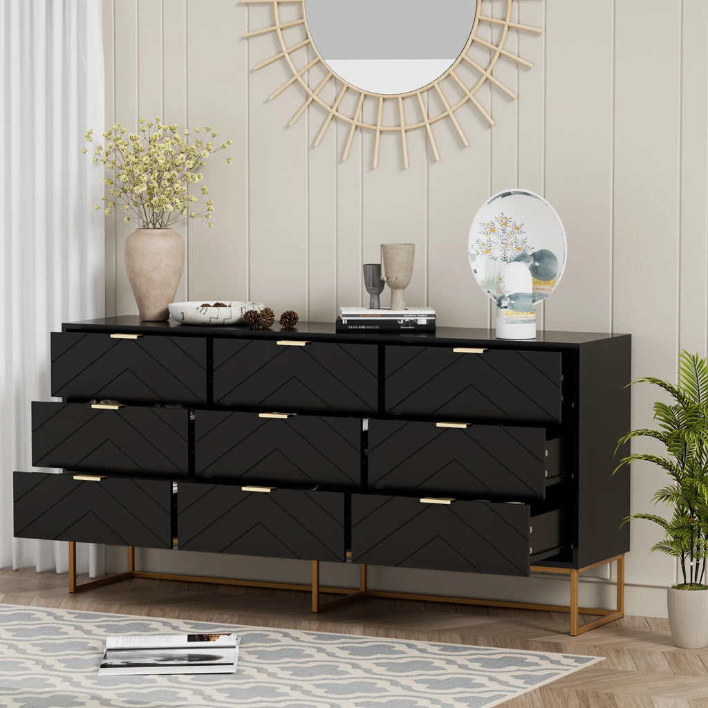 White 9 Drawer Wood Dresser M82145