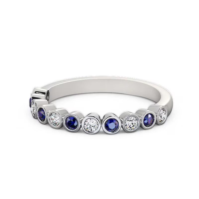 14K White Gold Blue Sapphire Eternity Band Y33517