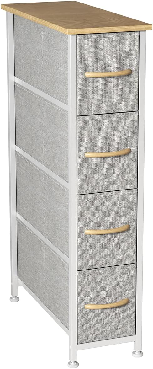 Charcoal Gray/Black 4 Drawer Fabric Storage Tower B519