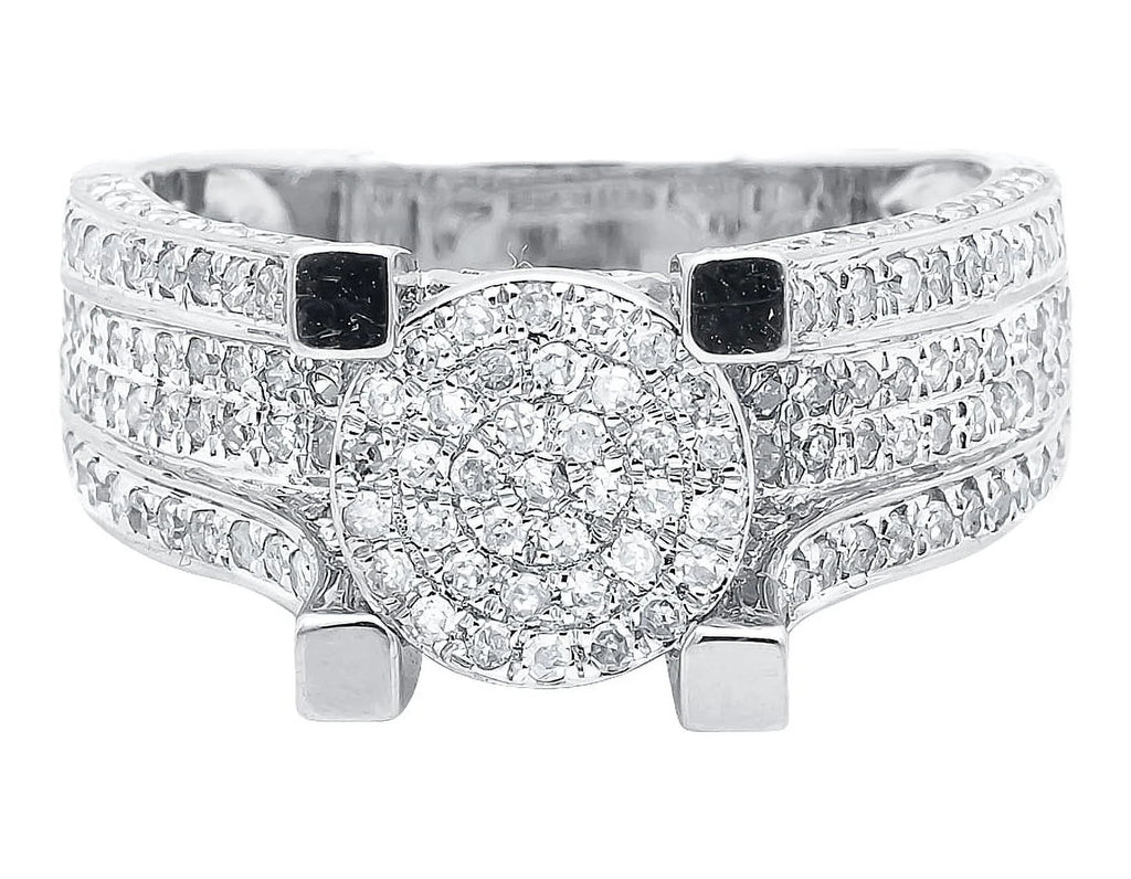 10k White Gold Ladies Round Cluster Diamond Ring B2808