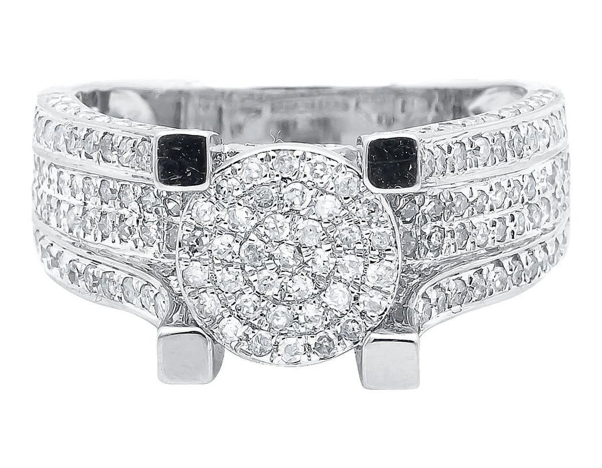 10k White Gold Ladies Round Cluster Diamond Ring B2808