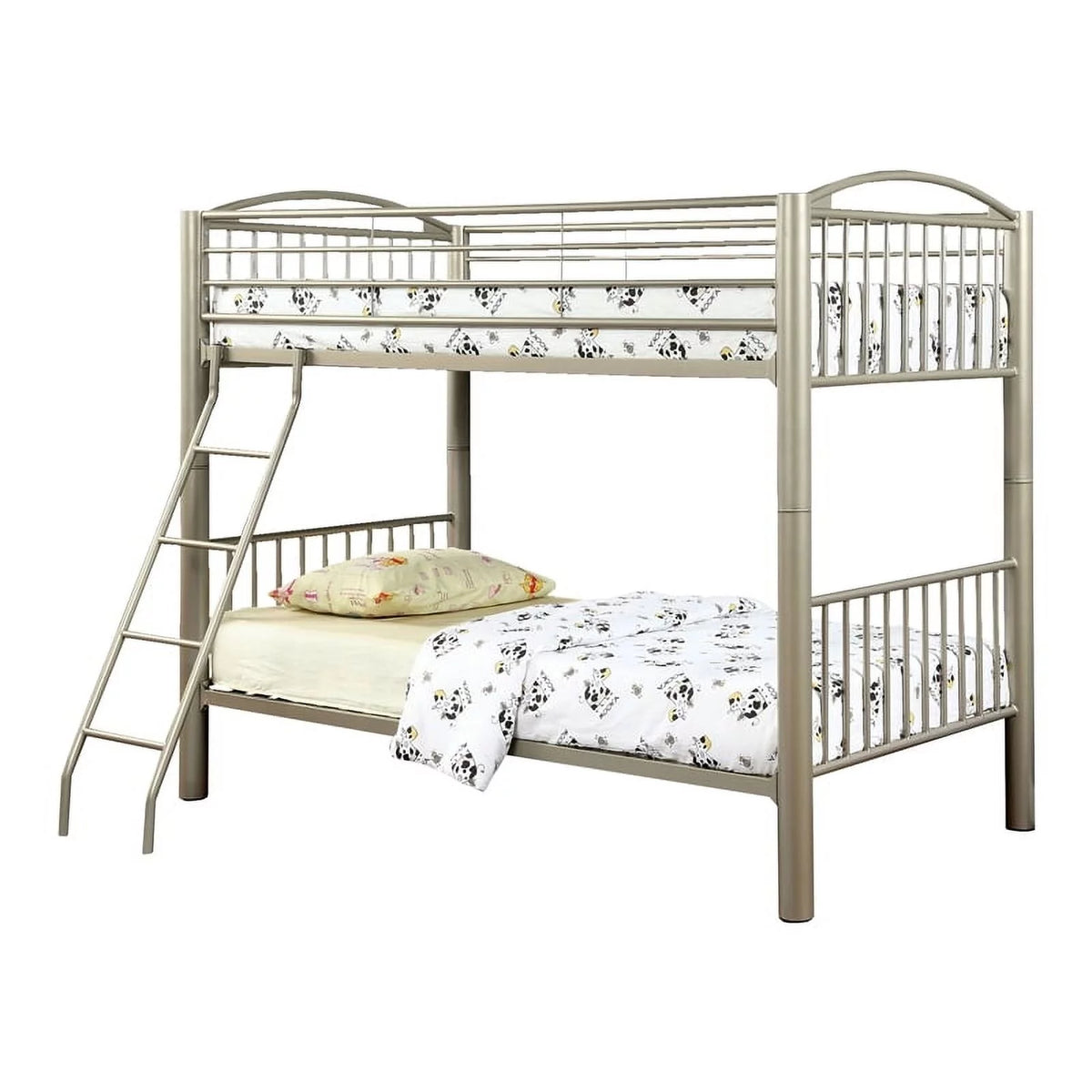 Twin over Twin Metal Bunk Bed in Gold V1873