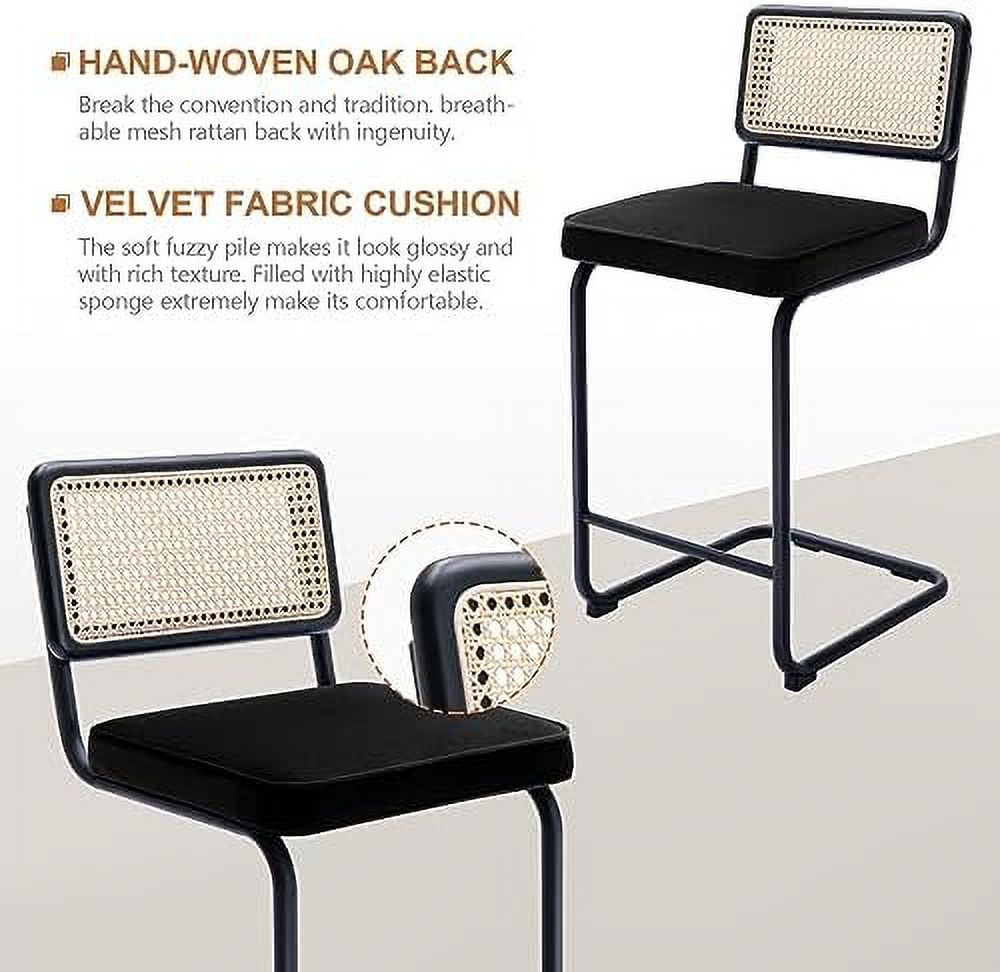 Rattan Counter Height Stools Set of 2 24'' Faux Leather X734