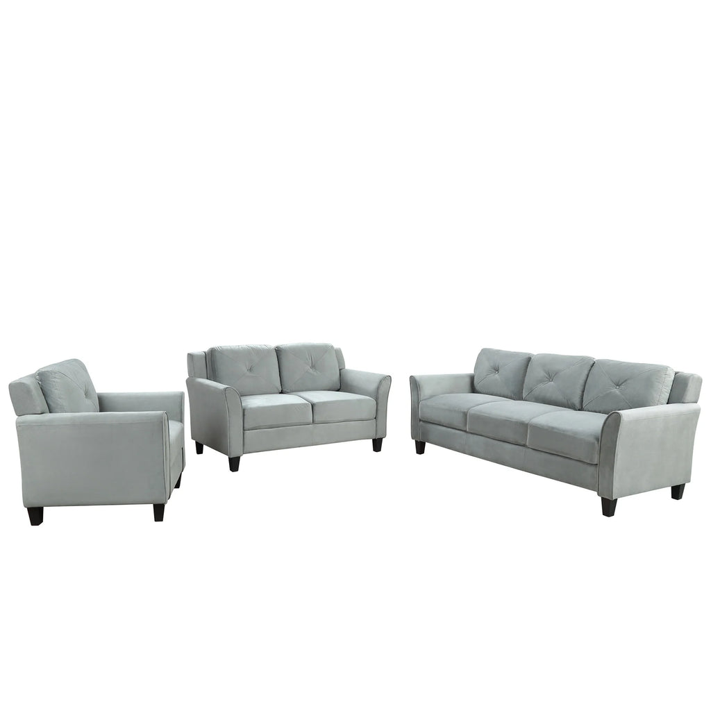Gray Button Tufted Sofa Set (Set of 3) E81962