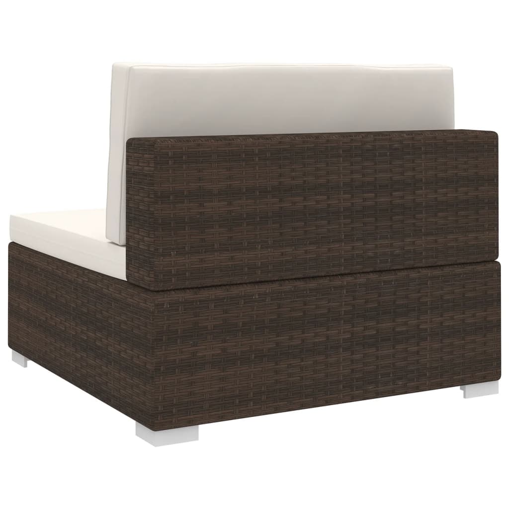 Brown Poly Rattan Sectional Middle Seat with Cushions R370894