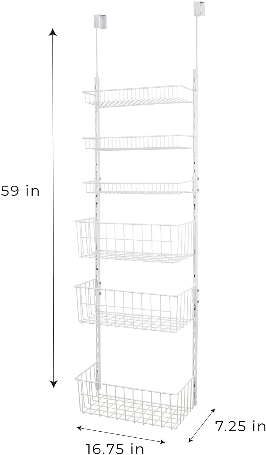 Over the Door Pantry Organizer Rack with 6 Adjustable Steel Shelves C765