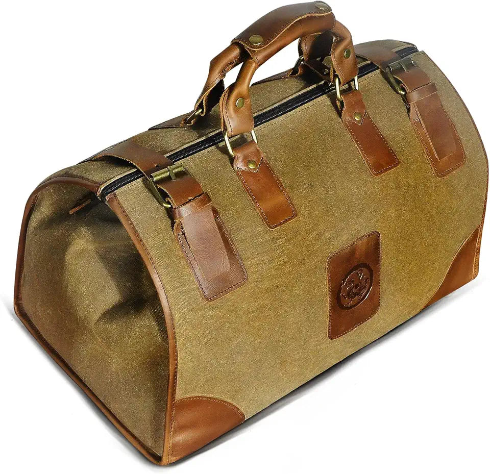 Water Resistant Canvas Leather Travel Duffle Bag Q96903