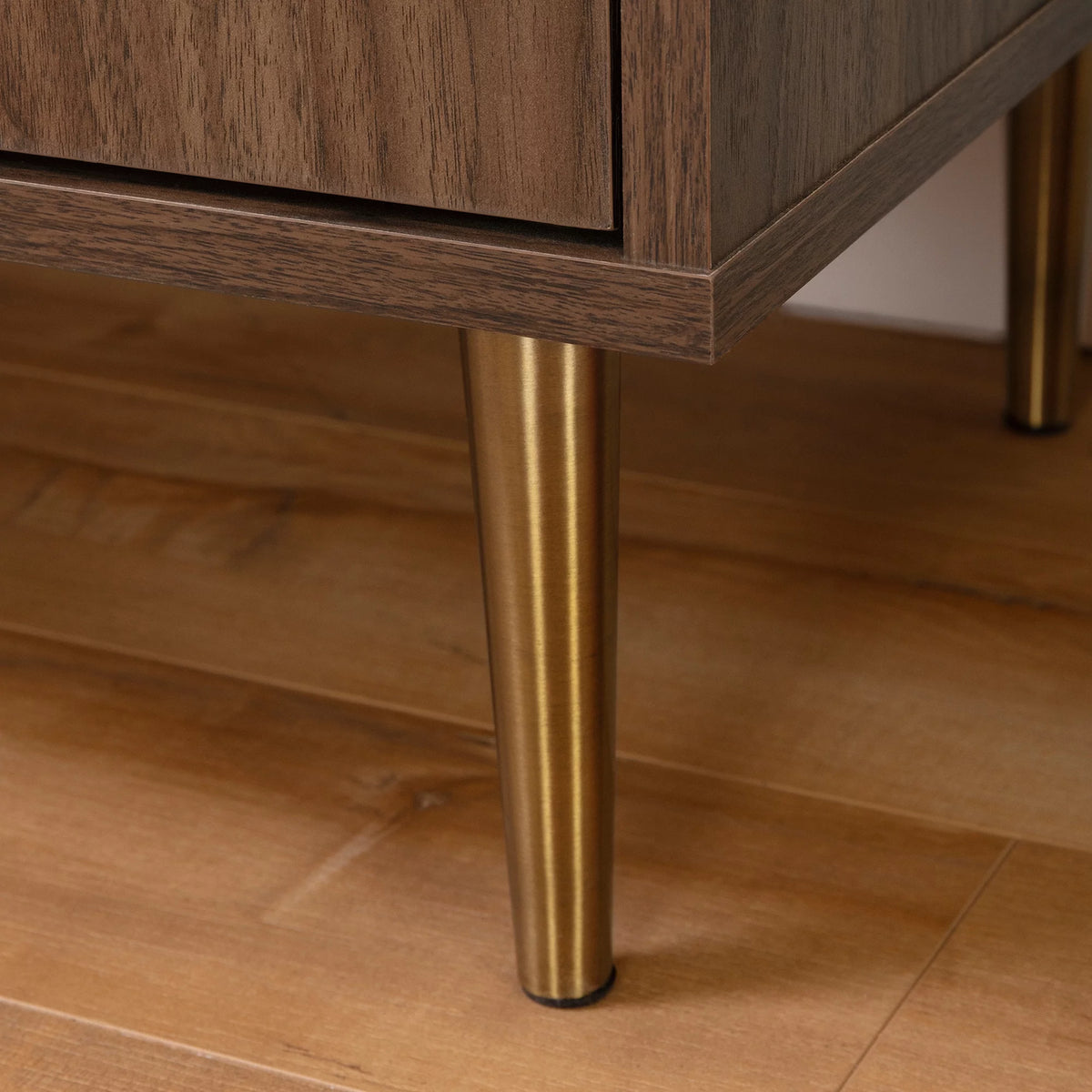 Natural Walnut and Faux Carrara Marble Buffet with Storage Y96993