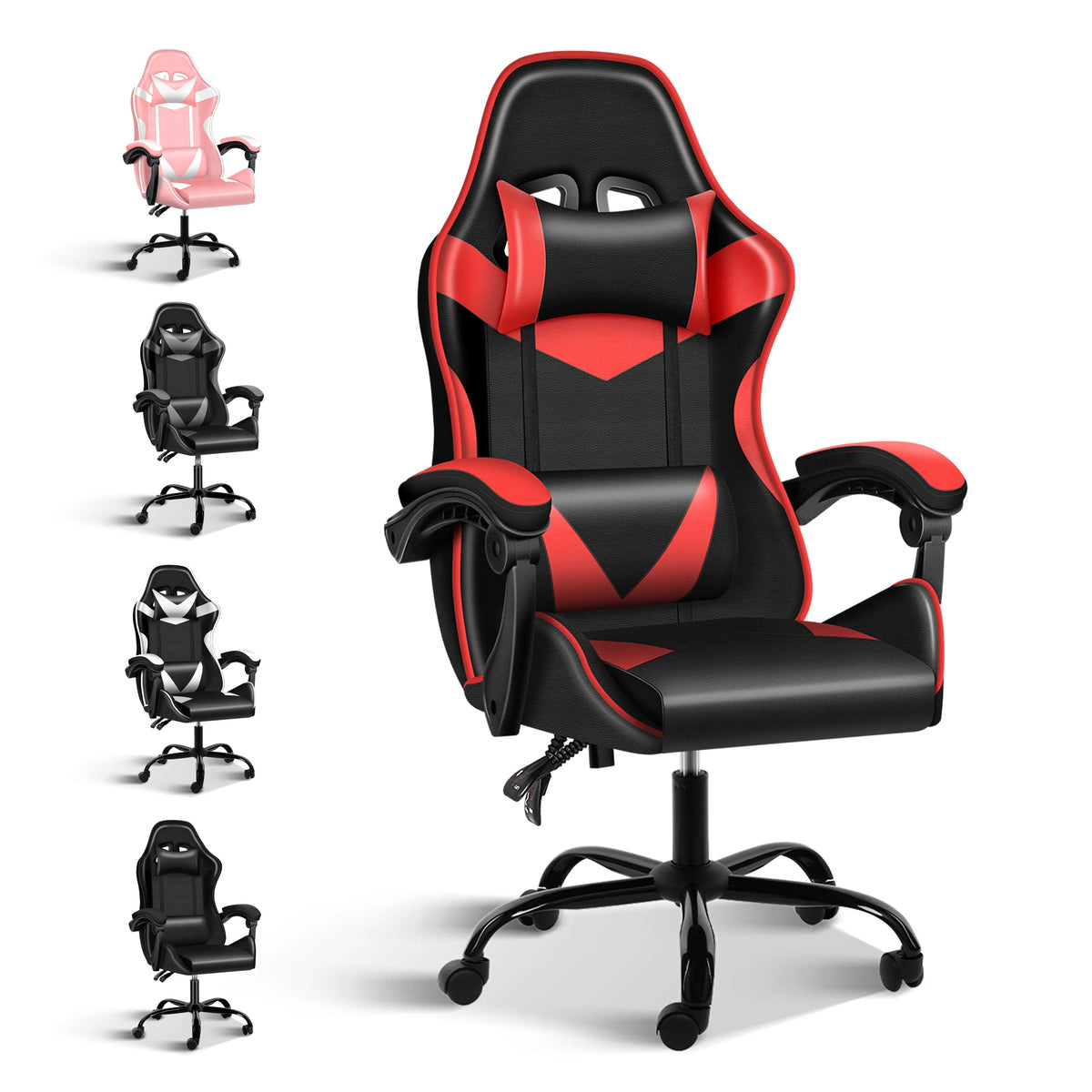 Black Red Ergonomic Adjustable Swivel Gaming Chair G2485