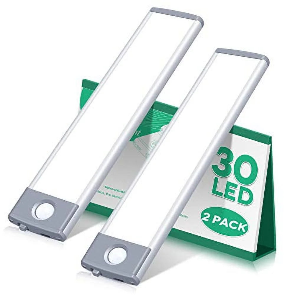 Motion Sensor Under Cabinet Lighting 30 LEDs 1000mAh Rechargeable White H572363