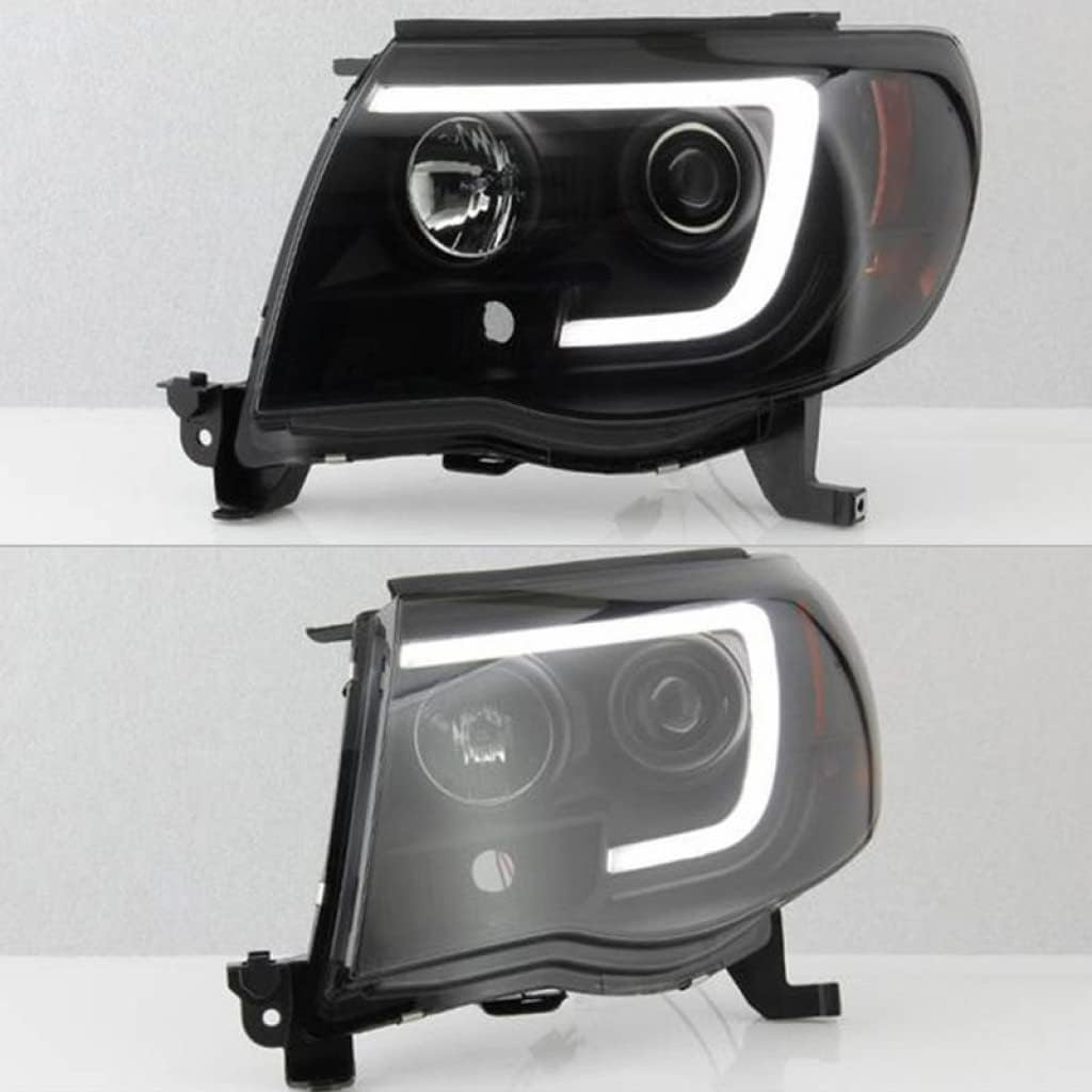 Black Smoke Headlights Pair with Light Bar DRL B3417