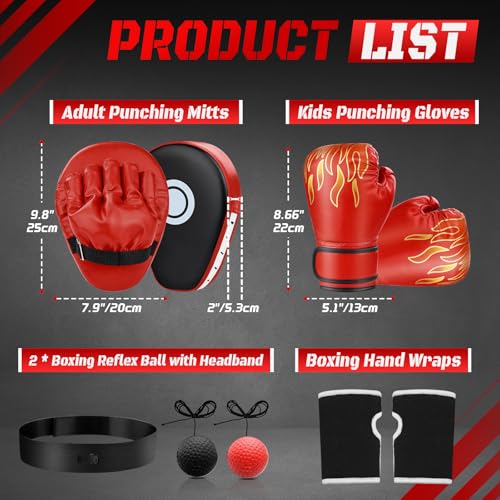 4-in-1 Kids Boxing Gloves and Punching Mitts Set with Hand Wraps E8739