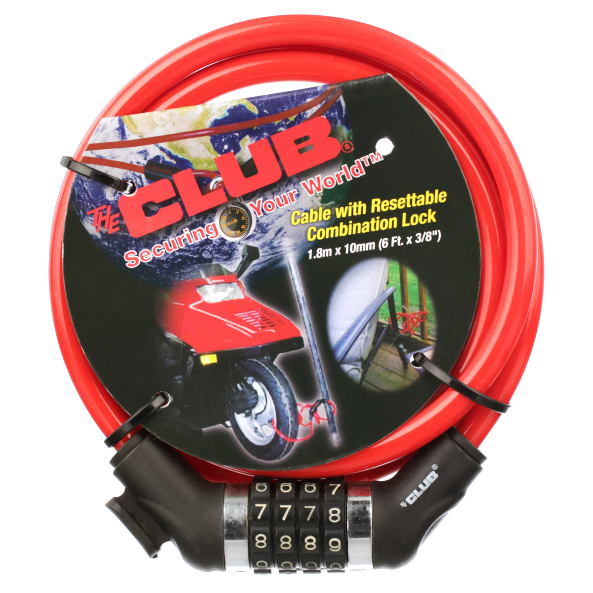 Red 6 Foot Resettable Cable Lock J3471