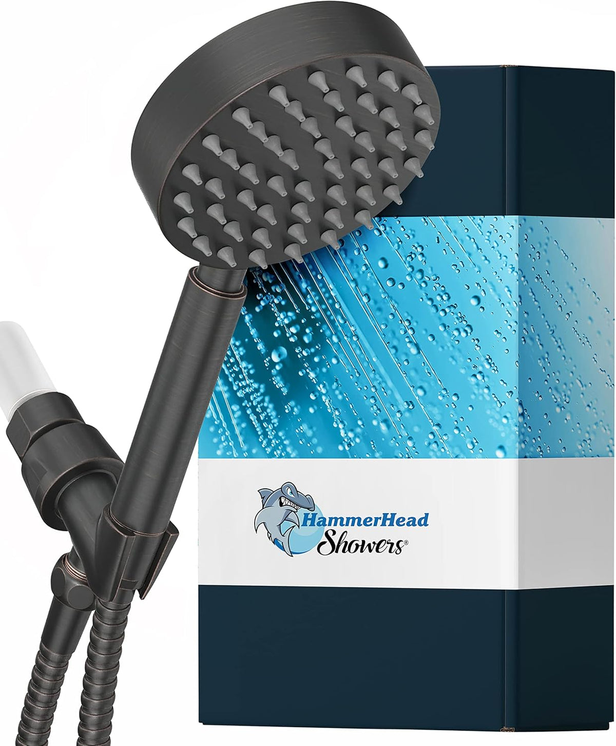 Matte Black Handheld Shower Head with Hose and Brass Holder F760