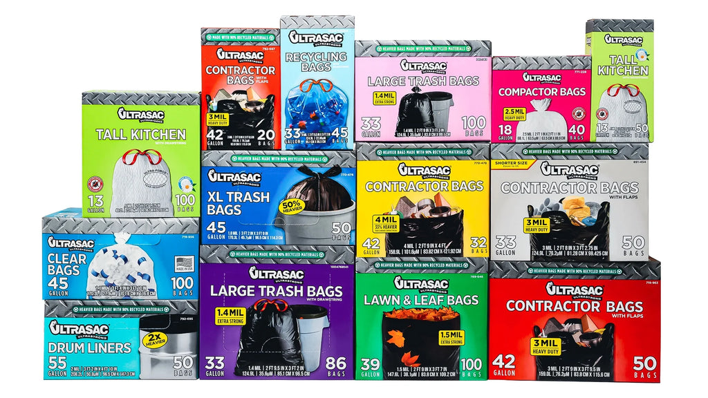 33 Gallon Heavy Duty Black Plastic Trash Bags with Ties 100 Pack V104549