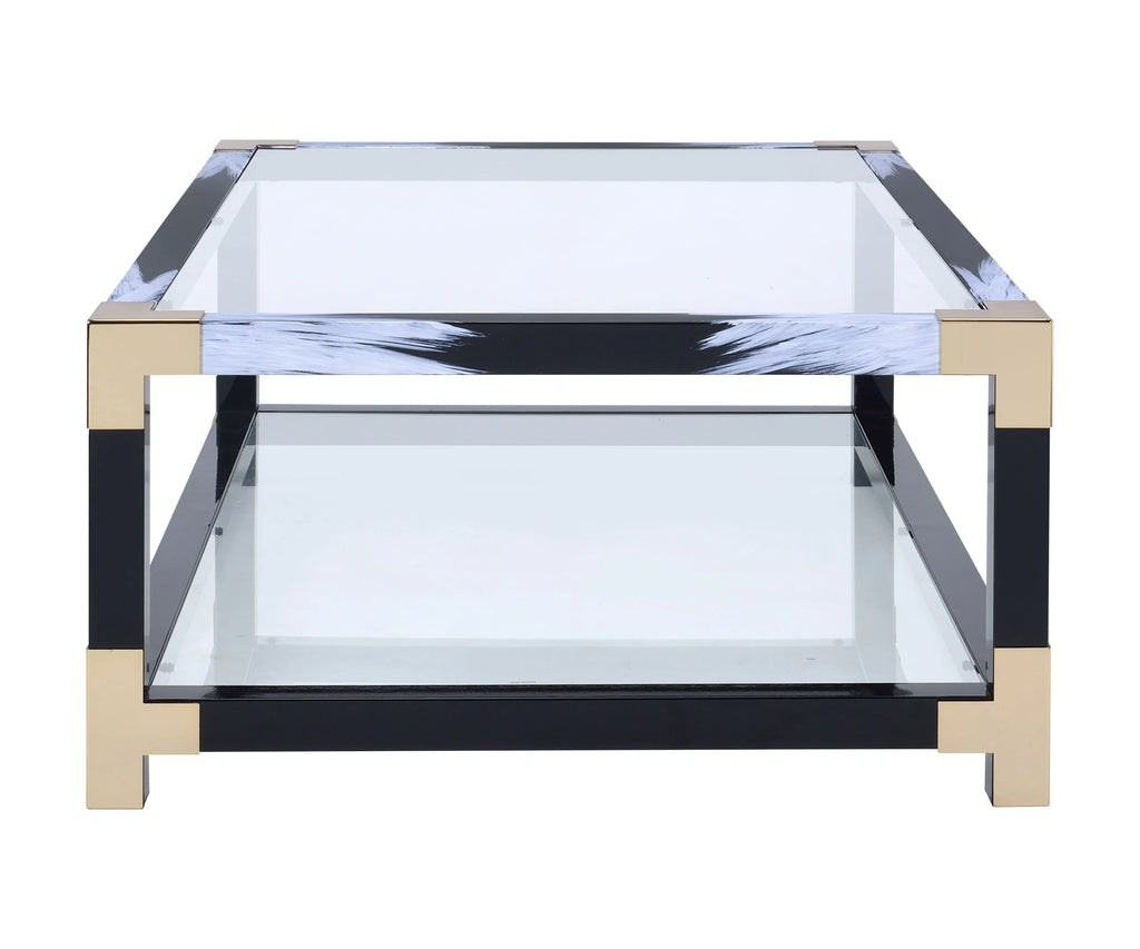 White Brushed Clear Glass Coffee Table P29165