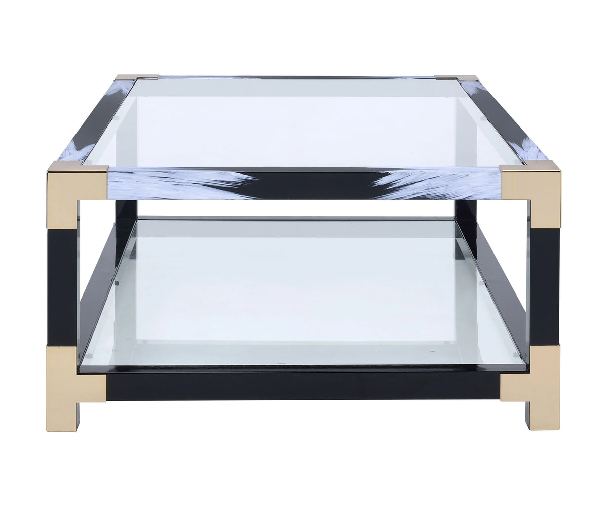 White Brushed Clear Glass Coffee Table P29165