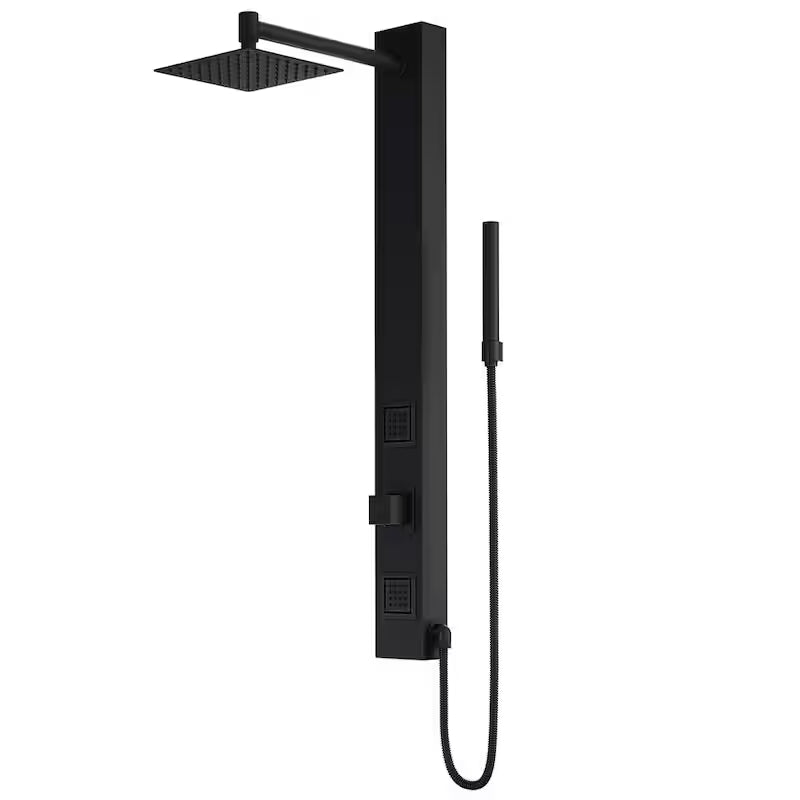 Matte Black 2-Jet Shower Panel System with Hand Shower Wand R495