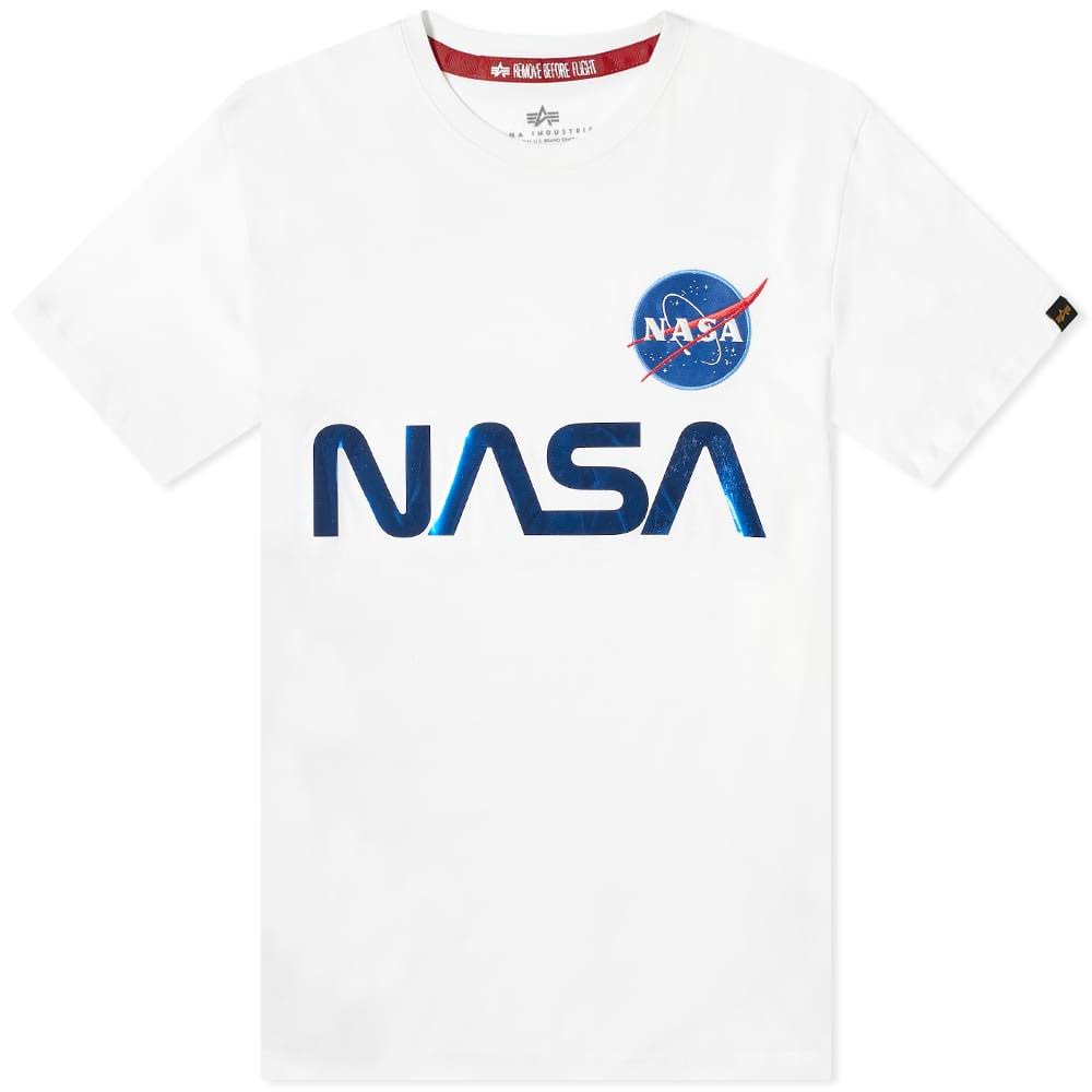 White & Blue Reflective Cotton Tee W277