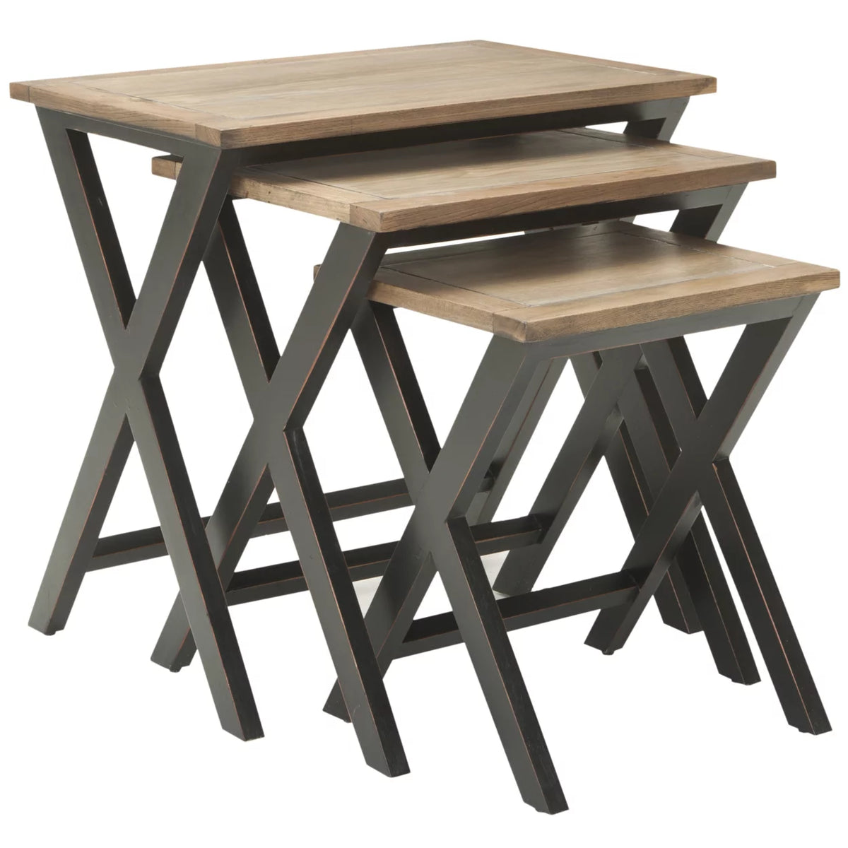Black Oak Stacking Tray Tables B248669
