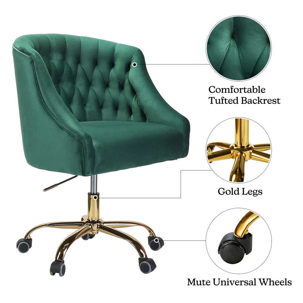 Green Velvet Swivel Office Chair Z626094
