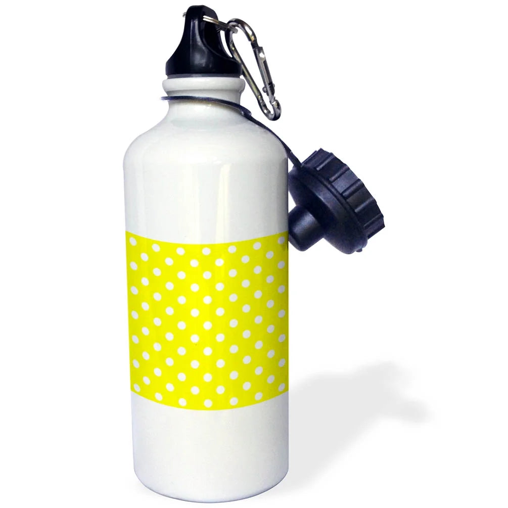 Yellow and White Polka Dot Print 21 oz Sports Water Bottle U248