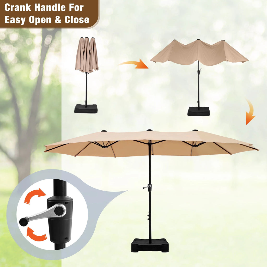 13FT Double Sided Patio Umbrella with Crank Handle Q54667
