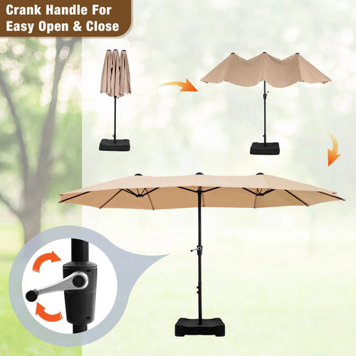 13FT Double Sided Patio Umbrella with Crank Handle Q54667