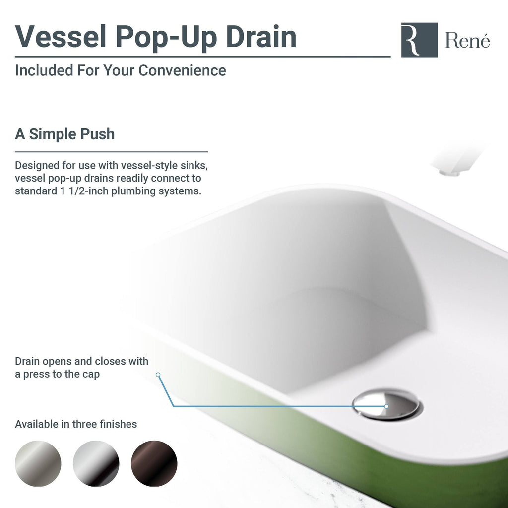 Square Vessel Sink with Brushed Nickel Pop-Up Drain A122