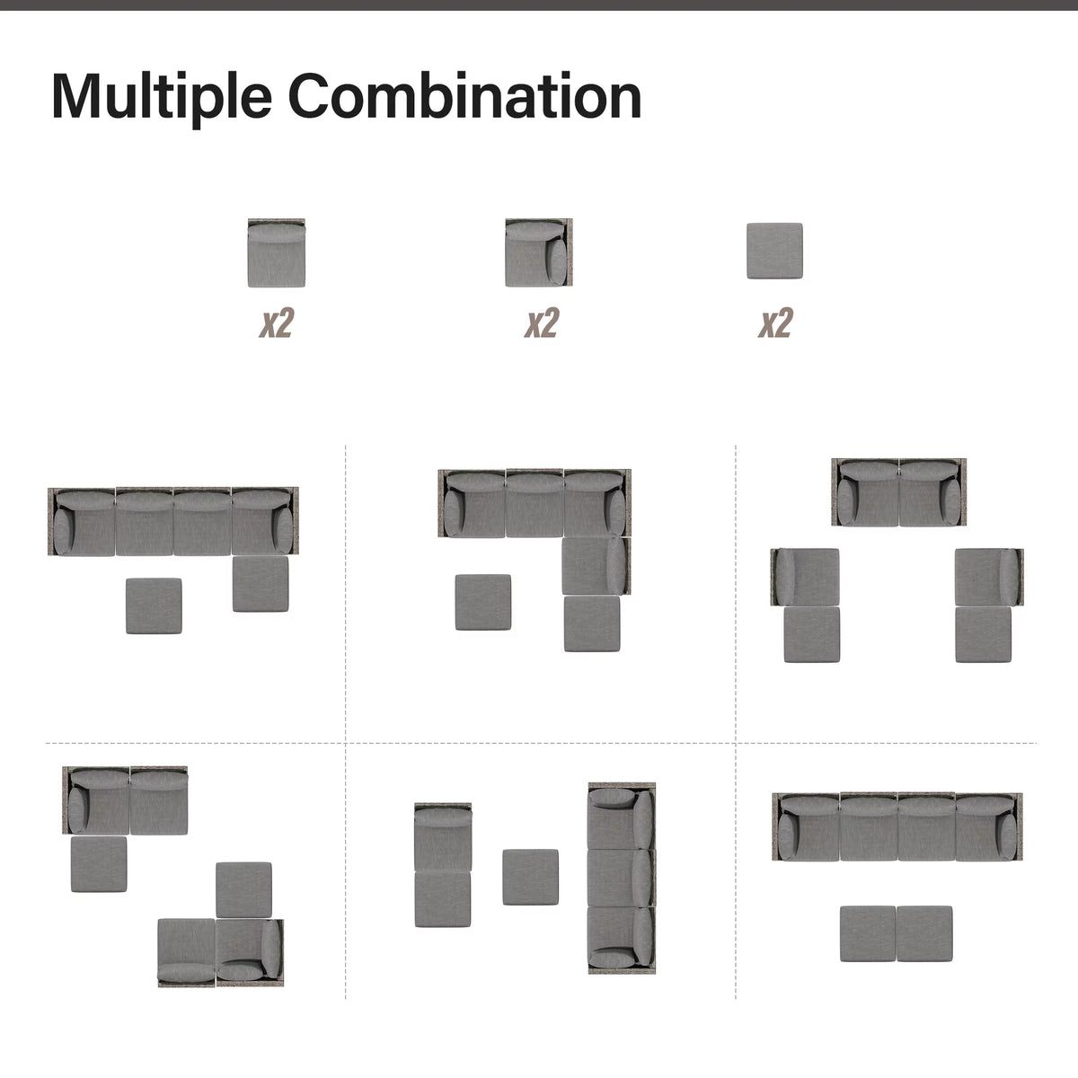 7 Pieces Patio Conversation Set with 6 Chairs and 1 Coffee Table I441439