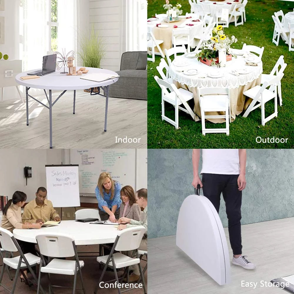 48" Round White Folding Plastic Table O541528
